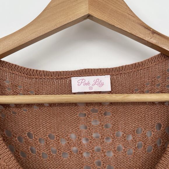 Bell Sleeve Crochet Boho Festival Fairy Hippie Cottage core Top Brown Women’s XS - Picture 6 of 9